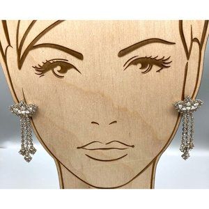 Vintage Floral Crystal Drop Earrings, Glam Studs Wedding Sparkle, Prong Set